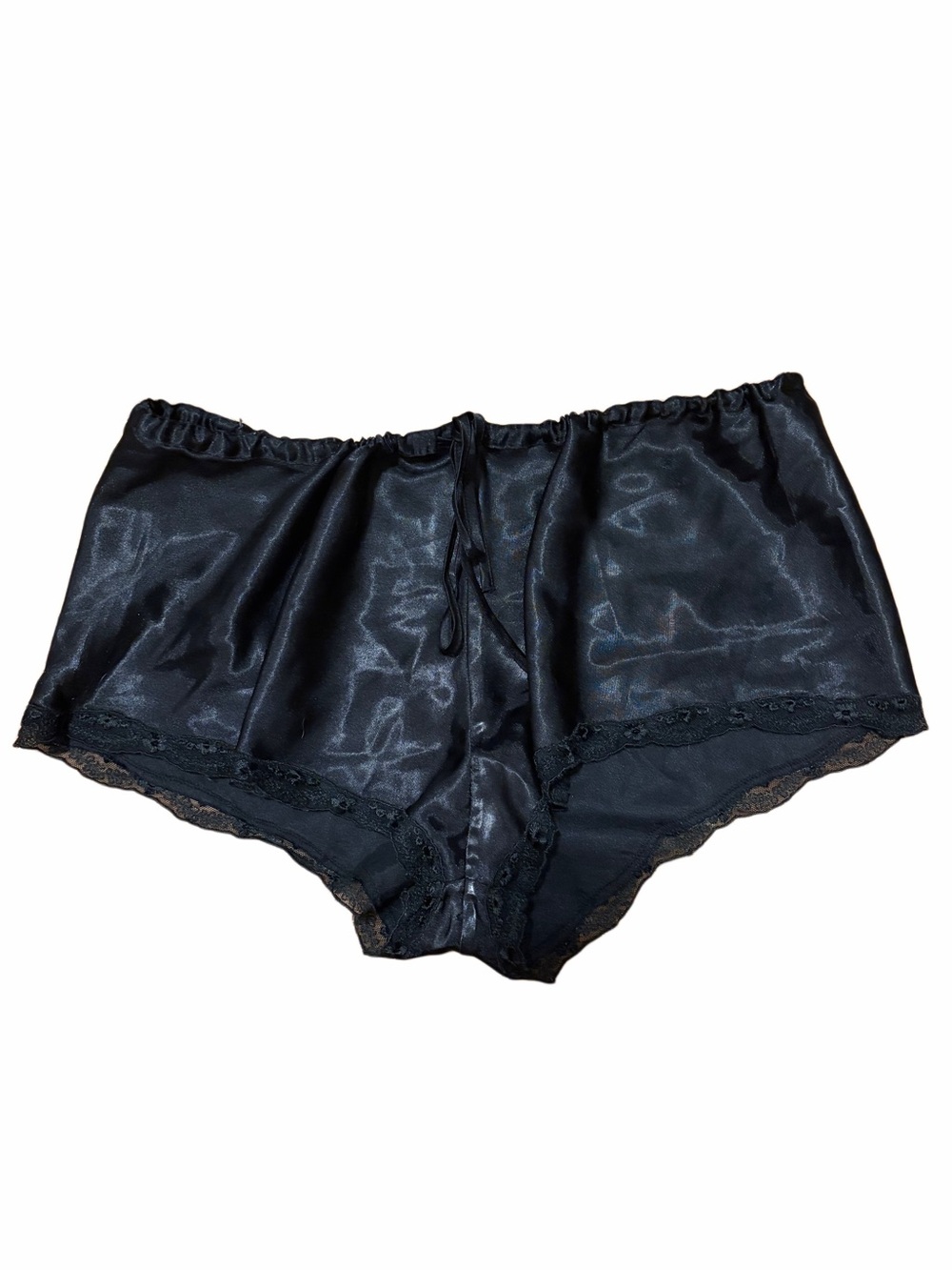 La Senza Black Satin Lace-Trim Sleep Shorts - Women Intimates